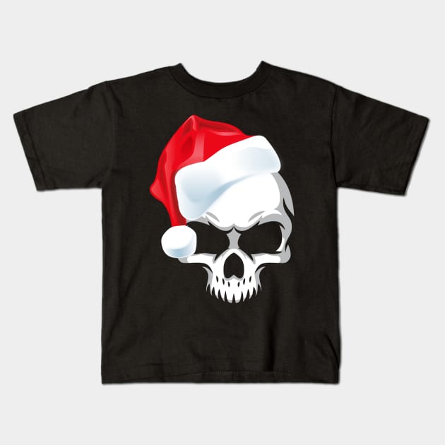 Christmas Santa Skull Scary Halloween Kids T-Shirt by foxmqpo